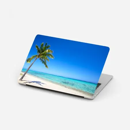 Sticker pour ordinateur portable palmier solitaire sur plage paradisiaque – Wallnifity®