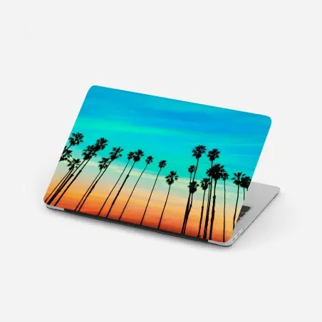 Sticker pour ordinateur portable lignes de palmiers au coucher du soleil à Santa Barbara – Wallnifity®