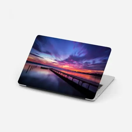 Sticker pour ordinateur portable ponton au crépuscule pourpre – Wallnifity®