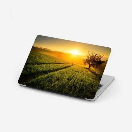 Sticker pour ordinateur portable aube dorée sur champs vallonnés – Wallnifity®