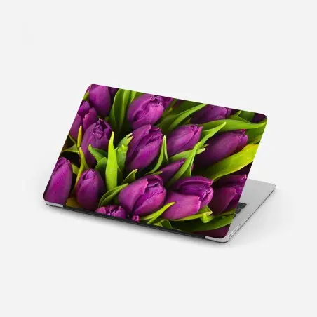 Sticker pour ordinateur portable bouquet de tulipes violettes en gros plan – Wallnifity®