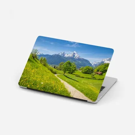Sticker pour ordinateur portable paysage des Alpes au printemps – Wallnifity®