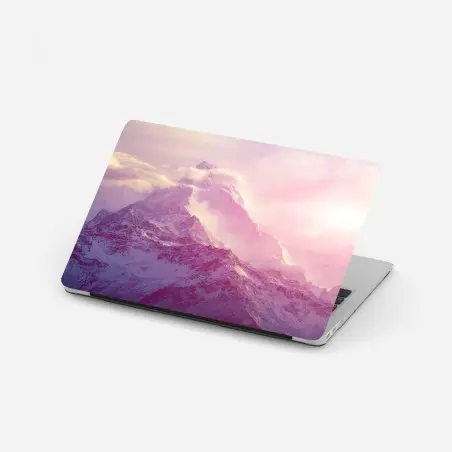 Sticker pour ordinateur portable lueur rose sur sommet enneigé – Wallnifity®