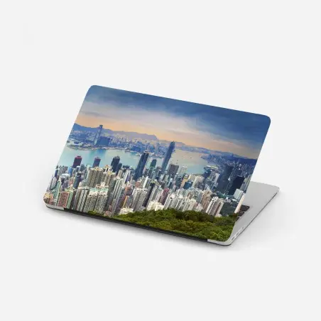 Sticker pour ordinateur portable panorama urbain de Hong Kong au crépuscule – Wallnifity®