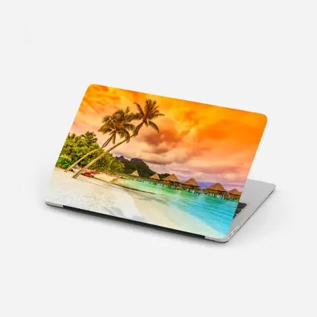 Sticker pour ordinateur portable plage paradisiaque à Bora Bora – Wallnifity®