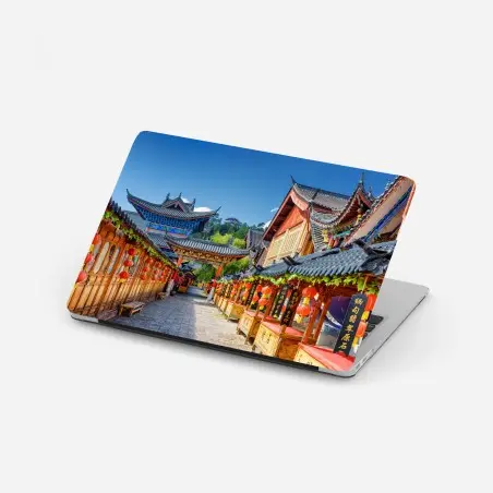 Sticker pour ordinateur portable ruelle aux lanternes rouges de Lijiang – Wallnifity®