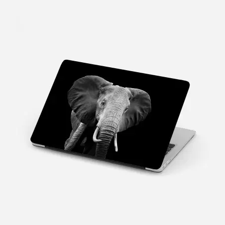 Sticker pour ordinateur portable portrait d'éléphant en noir et blanc – Wallnifity®