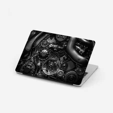 Sticker pour ordinateur portable détails mécaniques en noir et blanc – Wallnifity®