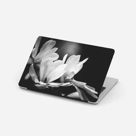 Sticker pour ordinateur portable éclat de magnolia en noir et blanc – Wallnifity®