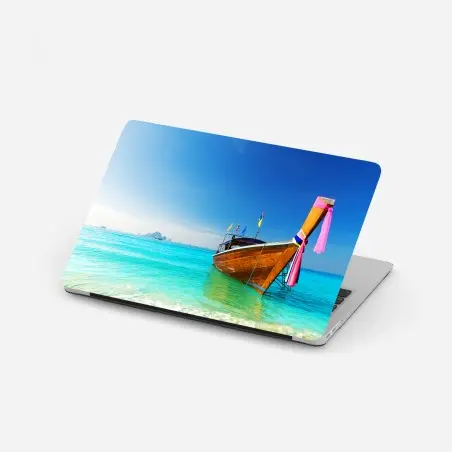 Sticker pour ordinateur portable bateau traditionnel sur la mer d'Andaman, Thaïlande – Wallnifity®