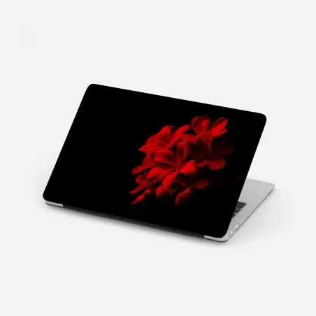 Sticker pour ordinateur portable frangipanier rouge sur fond noir – Wallnifity®
