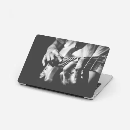 Sticker pour ordinateur portable mains de guitariste en gros plan noir et blanc – Wallnifity®