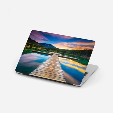 Sticker pour ordinateur portable ponton au coucher de soleil sur le lac – Wallnifity®