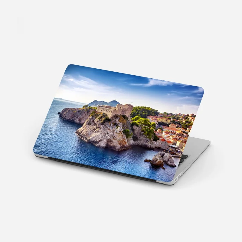 Sticker pour ordinateur portable panorama de Dubrovnik et des forteresses sur la mer Adriatique