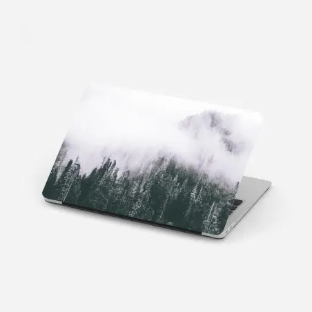 Sticker pour ordinateur portable forêt brumeuse en noir et blanc – Wallnifity®