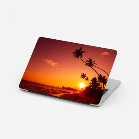 Sticker pour ordinateur portable coucher de soleil tropical sur une plage paradisiaque – Wallnifity®