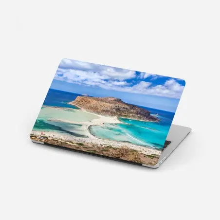Sticker pour ordinateur portable paysage de lagon turquoise et plage isolée – Wallnifity®