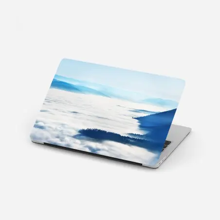 Sticker pour ordinateur portable paysage brumeux au coucher de soleil dans les Vosges – Wallnifity®