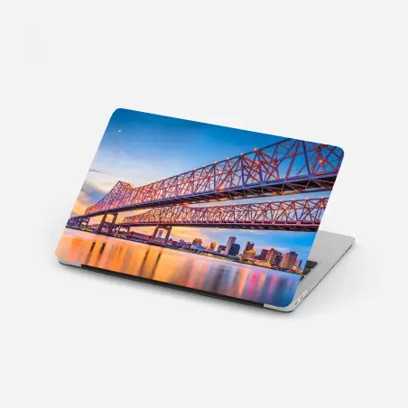 Sticker pour ordinateur portable pont emblématique de la Nouvelle-Orléans au coucher de soleil – Wallnifity®
