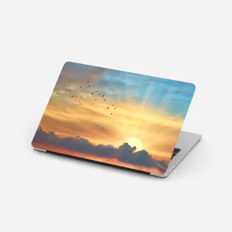Sticker pour ordinateur portable aube dorée et envol d'oiseaux – Wallnifity®