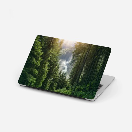 Sticker pour ordinateur portable cascade de Krimml dans la forêt alpine – Wallnifity®
