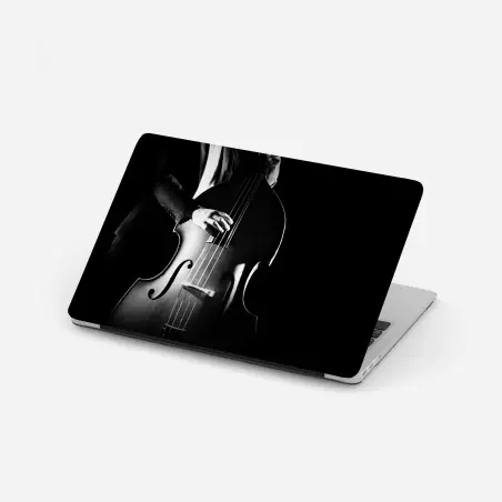 Sticker pour ordinateur portable silhouette de contrebasse en clair-obscur – Wallnifity®