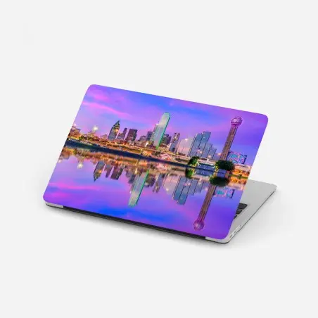 Sticker pour ordinateur portable reflets magiques de Dallas au crépuscule – Wallnifity®