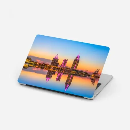 Sticker pour ordinateur portable skyline de Mobile au coucher de soleil – Wallnifity®