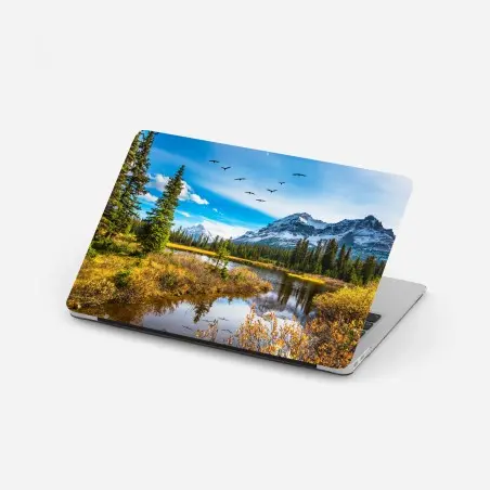 Sticker pour ordinateur portable reflets d'oiseaux sur le lac des Rocheuses – Wallnifity®