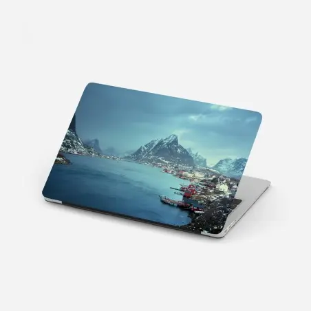 Sticker pour ordinateur portable crépuscule hivernal à Reine, îles Lofoten, Norvège – Wallnifity®