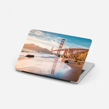 Sticker pour ordinateur portable coucher de soleil au pied du Golden Gate – Wallnifity®