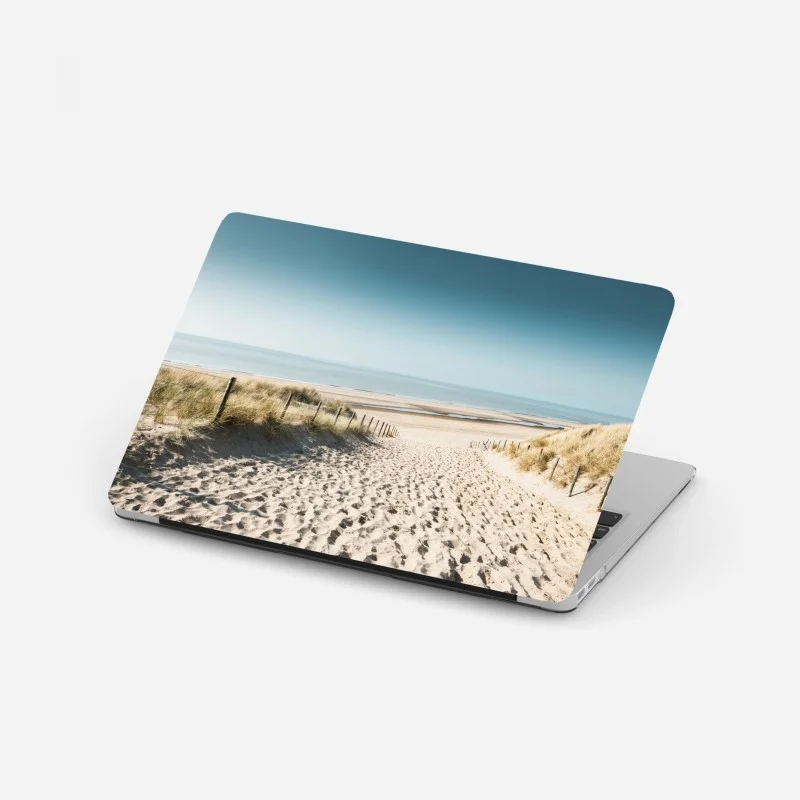 Sticker pour ordinateur portable chemin de sable vers la mer à Noordwijk – Wallnifity®