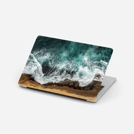 Sticker pour ordinateur portable vagues turquoises depuis la falaise – Wallnifity®