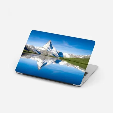 Sticker pour ordinateur portable reflet du Cervin sur un lac alpin – Wallnifity®