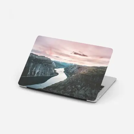 Sticker pour ordinateur portable fjord tranquille au coucher de soleil – Wallnifity®