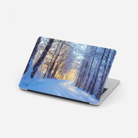 Sticker pour ordinateur portable promenade hivernale au soleil doré – Wallnifity®