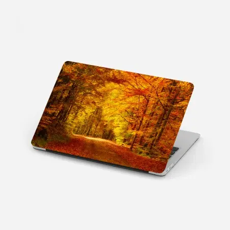 Sticker pour ordinateur portable allée d'automne dorée – Wallnifity®