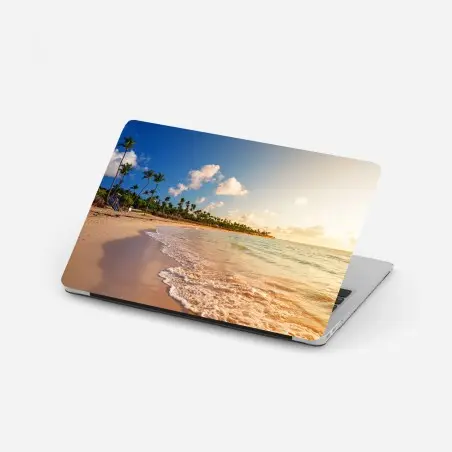 Sticker pour ordinateur portable coucher de soleil tropical sur la plage – Wallnifity®