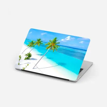 Sticker pour ordinateur portable évasion tropicale: palmiers et océan turquoise – Wallnifity®