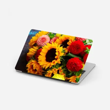 Sticker pour ordinateur portable bouquet estival de tournesols et dahlias – Wallnifity®