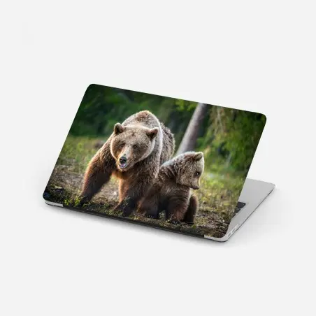 Sticker pour ordinateur portable ourse et ourson dans la forêt – Wallnifity®