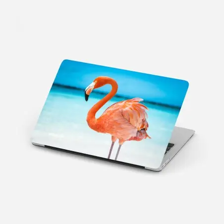 Sticker pour ordinateur portable flamant rose au bord de l'océan – Wallnifity®