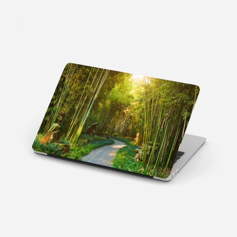 Sticker pour ordinateur portable sentier paisible dans une forêt de bambous – Wallnifity®