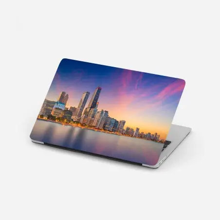 Sticker pour ordinateur portable skyline de Chicago au coucher du soleil – Wallnifity®