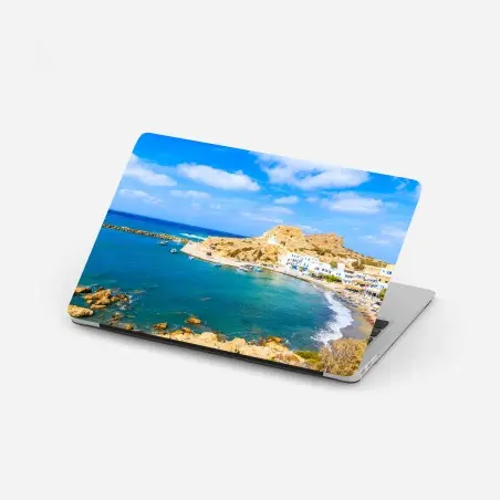 Sticker pour ordinateur portable paysage côtier de Finiki, Karpathos, Grèce – Wallnifity®