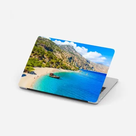 Sticker pour ordinateur portable plage paradisiaque d'Apella, Karpathos – Wallnifity®
