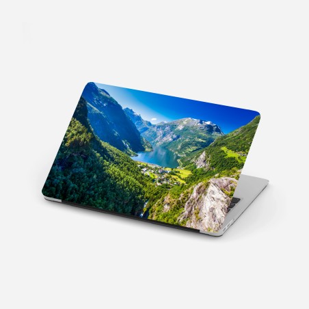 Sticker pour ordinateur portable paysage panoramique du Geirangerfjord – Wallnifity®