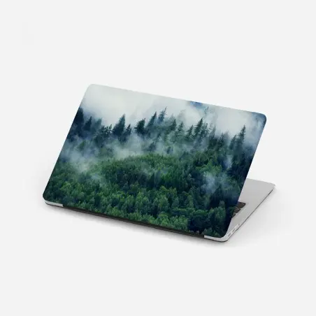 Sticker pour ordinateur portable forêt embrumée aux nuances de vert – Wallnifity®