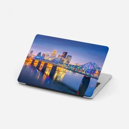Sticker pour ordinateur portable panorama nocturne de Louisville sur l'Ohio – Wallnifity®
