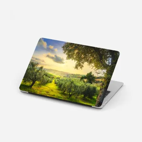 Sticker pour ordinateur portable oliveraie au coucher de soleil en Toscane – Wallnifity®